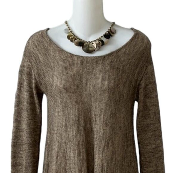 MAX EDITION Women's Brown Scoop Neck Fringe Sweater NWOT Size Small - Picture 3 of 8